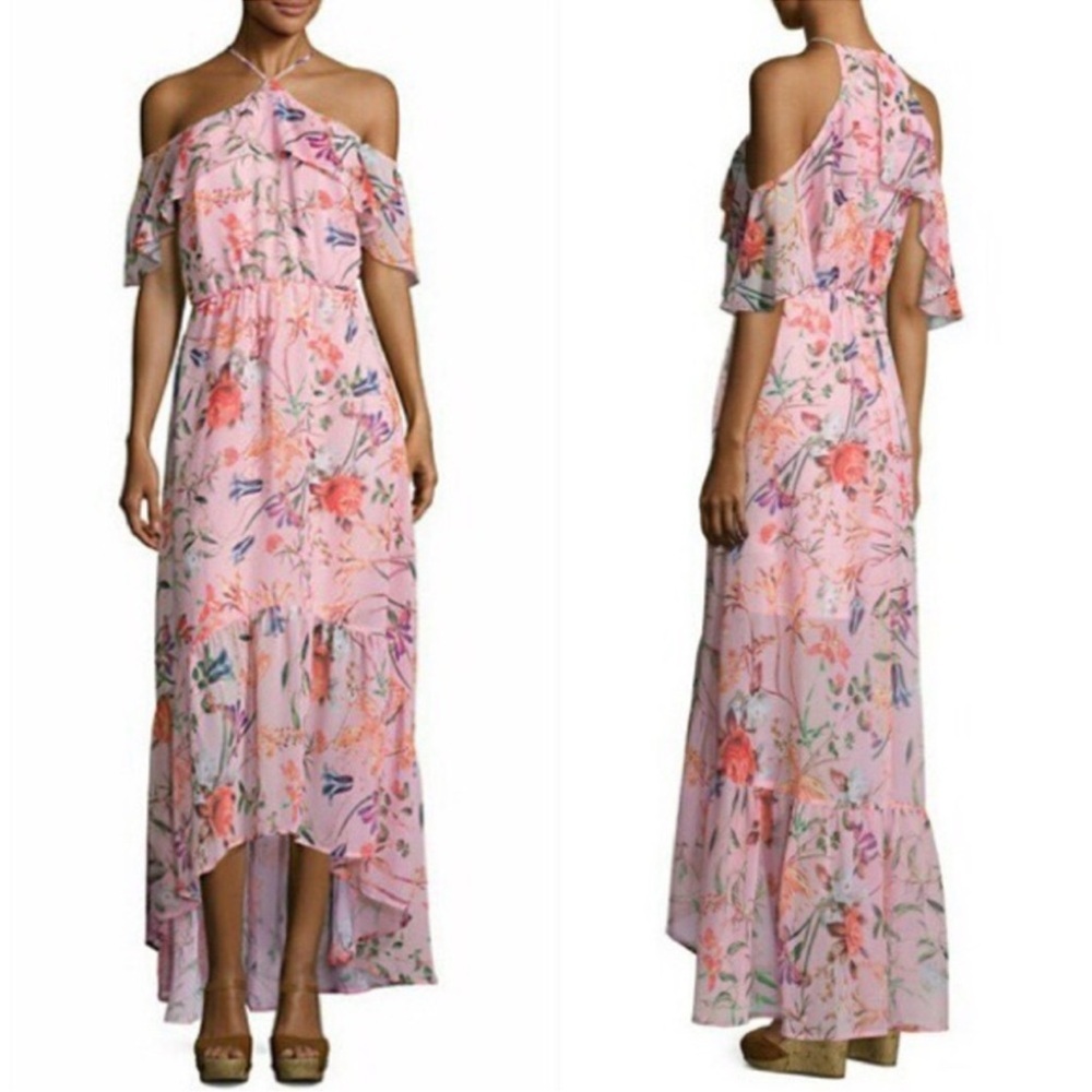 Belle Sky Pink Floral High Low Dress